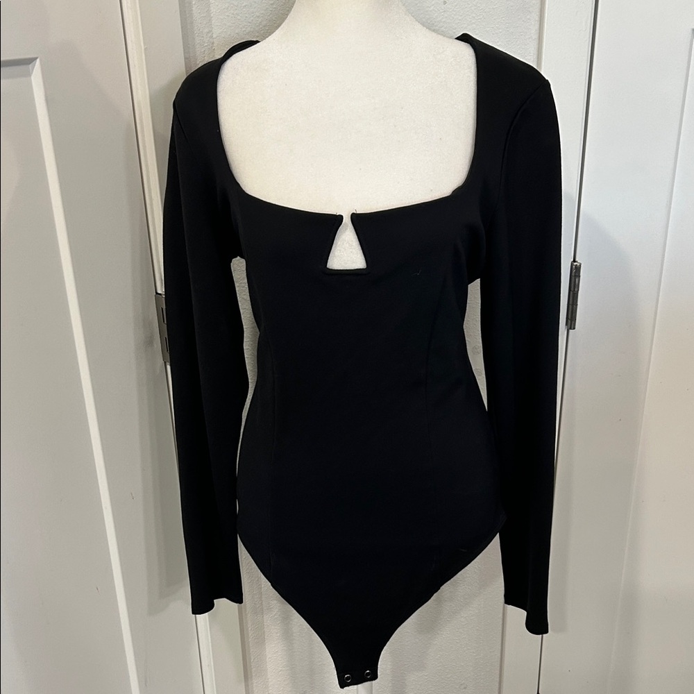 Express Elegant Black Scoop Neck Bodysuit View 2